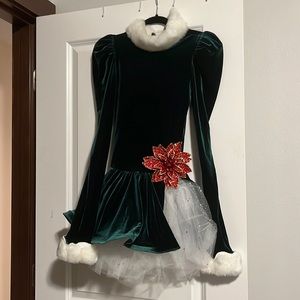 Velvet Green Faux Fur Dance Costume